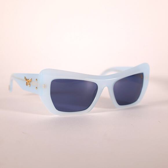 MCM Cat Eye Rectangle Sunglasses - Shiny Light Blue / Smoke - NWT - Picture 4 of 8